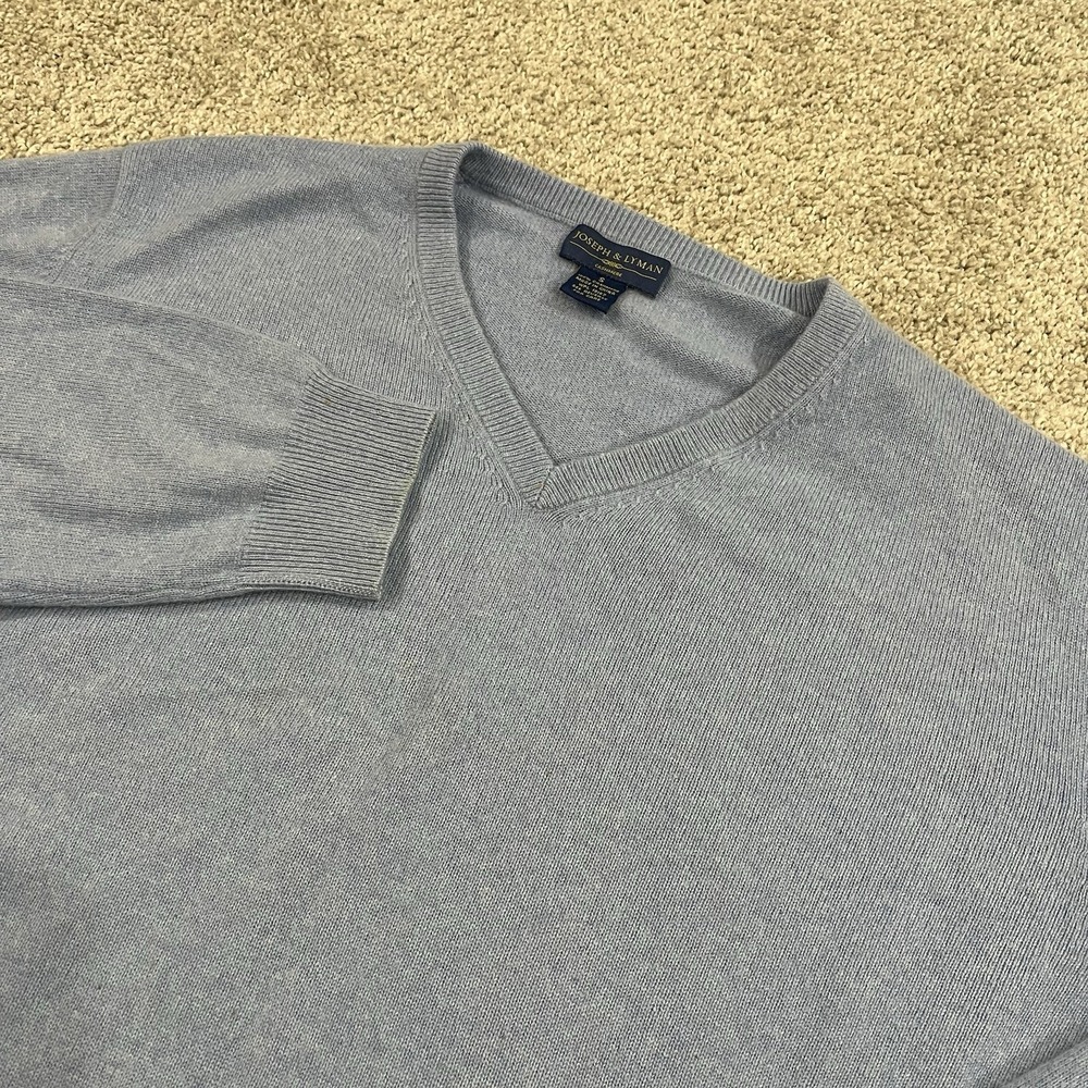 Joseph & Lyman 100% Cashmere Blue Sweater‎ S V Neck  Soft Lightweight Casual
